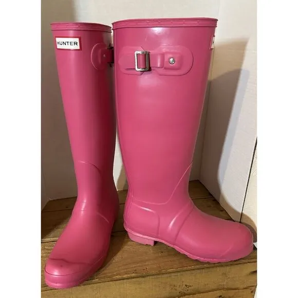 Hunter Original Tall Gloss Rain Boots | Women’s Size 8 | Bright Pink |