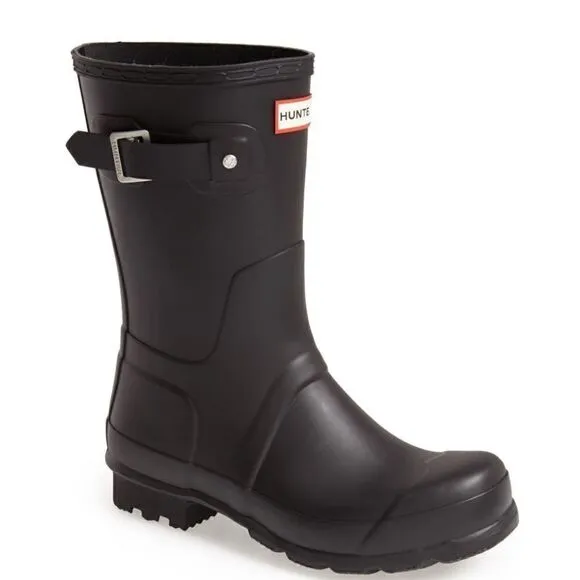 HUNTER Original Short Waterproof Rain Boot, Rubber Black, Size 13, NWT