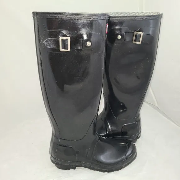 Hunter Tall Black Original Woman's Rain Boots‎ Size 5M US