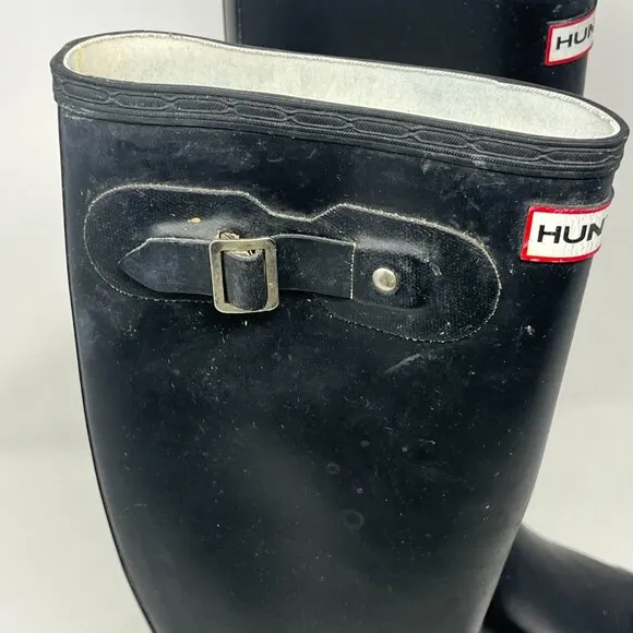 Hunter tall boots black 4 youth rubber weather rain
