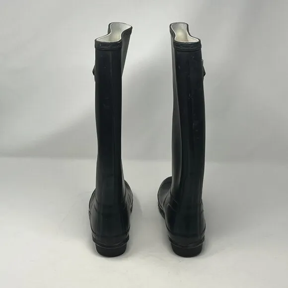 Hunter tall boots black 4 youth rubber weather rain