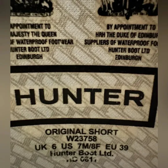 Hunter Women's Original Back Adjustable Short Rain Boots size 7M
