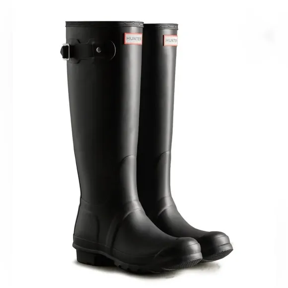 HUNTER Women's Original Tall Rain Boots in Black  Sz 6