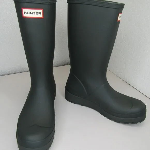 Hunter Womens Play Tall Rubber Rain Mud Boots Artic Moss Green Size 10