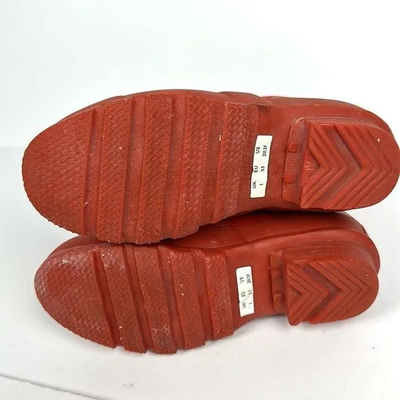 Hunter Kids Red Thurloe Rain Boots LaceUp US 2M 3F