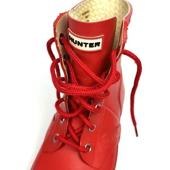Hunter Kids Red Thurloe Rain Boots LaceUp US 2M 3F