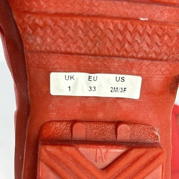 Hunter Kids Red Thurloe Rain Boots LaceUp US 2M 3F