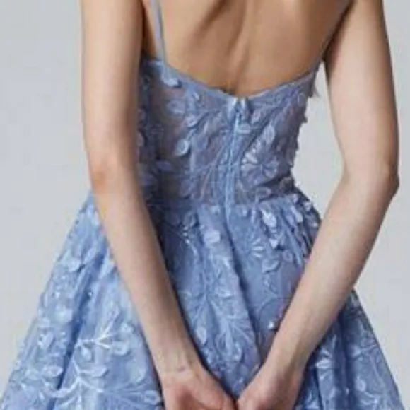 Ice blue floor length corset beaded ball gown