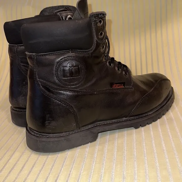 Icon Black Motorcycle Bike Boots Size 14