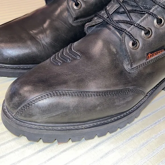 Icon Black Motorcycle Bike Boots Size 14