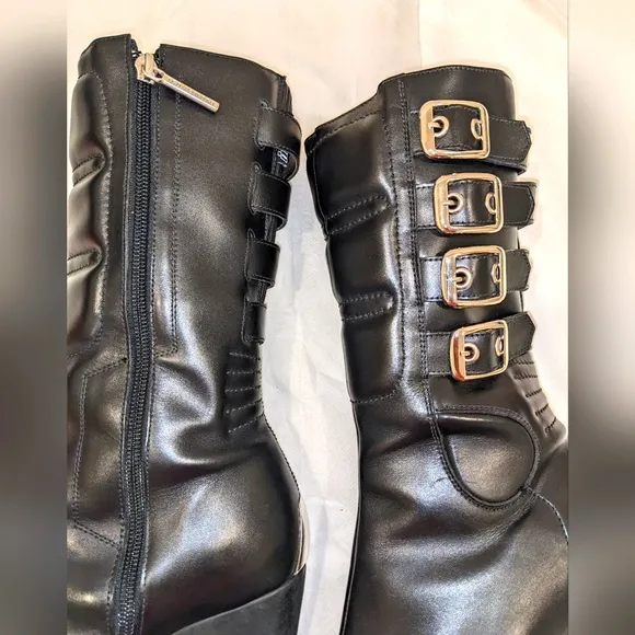 Icon Moto Bombshell Motorcycle Boots with Buckle Detail