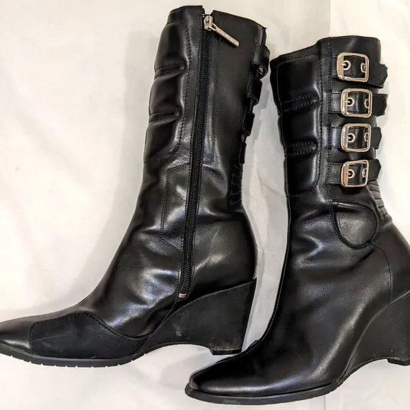 Icon Moto Bombshell Motorcycle Boots with Buckle Detail
