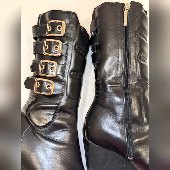 Icon Moto Bombshell Motorcycle Boots with Buckle Detail
