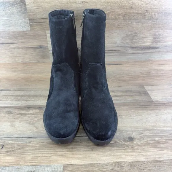 Igi &amp; Co Size 8 Black Leather Ankle Boot With Zipper Patent Strap 6Cm 3/4