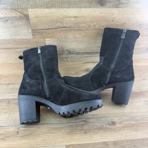 Igi &amp; Co Size 8 Black Leather Ankle Boot With Zipper Patent Strap 6Cm 3/4
