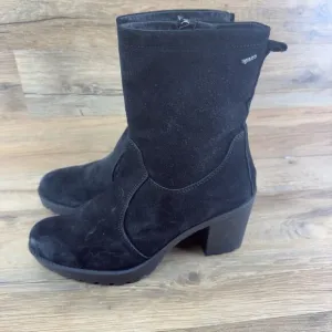 Igi &amp; Co Size 8 Black Leather Ankle Boot With Zipper Patent Strap 6Cm 3/4