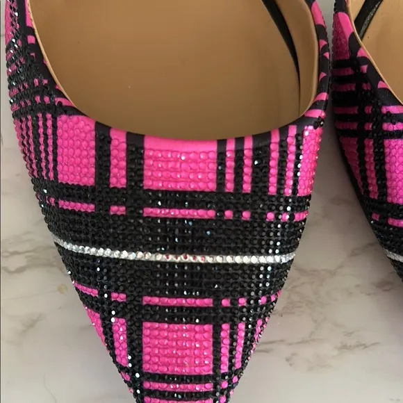 INC Stylish Kenjay65 Fuschia and Black Plaid Women's Heels size 10.5 EUC