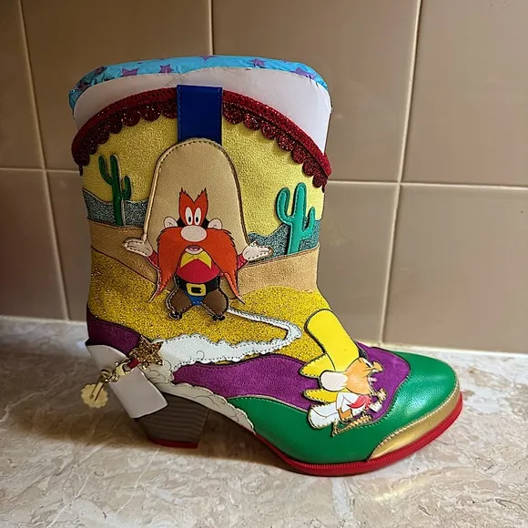 IRREGULAR CHOICE X LOONEY TUNES BEEP! BEEP! COWBOY BOOTS Size 9 NEW IN BOX