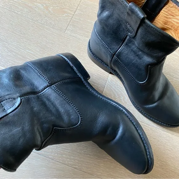 Isabel Marant crisi concealed wedge black Leather ankle boots euro 38 us 8 women