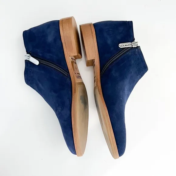 Italeau Florence Leather Ankle Booties Blue