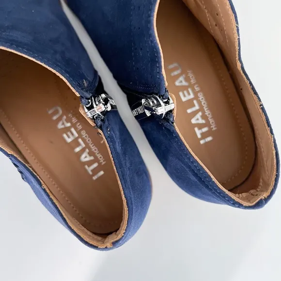 Italeau Florence Leather Ankle Booties Blue