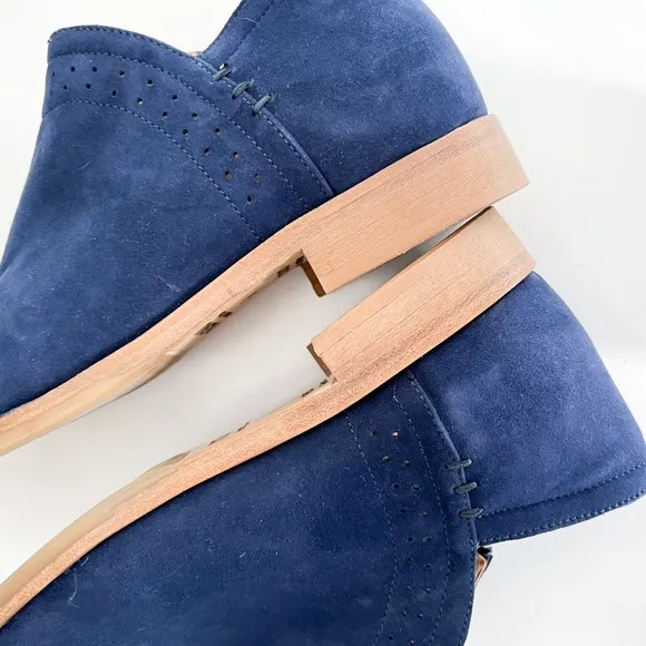 Italeau Florence Leather Ankle Booties Blue