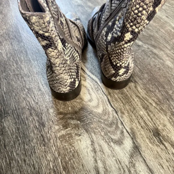 J. Crew Multi Buckle Boots in Snake Embossed Leather Size 6