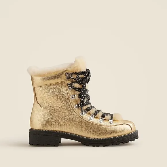 J. Crew New Nordic boots in metallic leather CE829 Gold