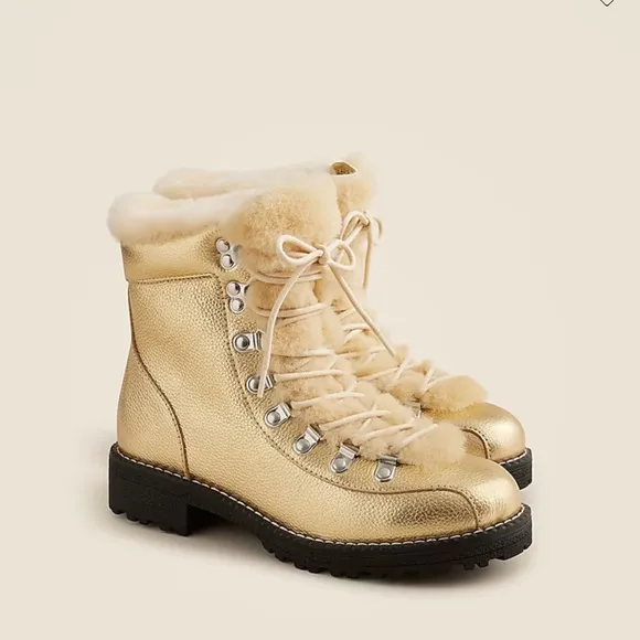 J. Crew New Nordic boots in metallic leather CE829 Gold
