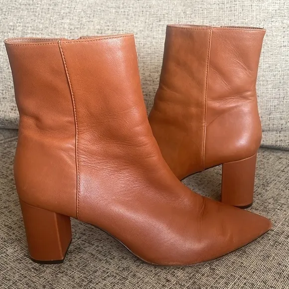J. CREW Sadie Tan Leather Zip Up Ankle Boots Size 9.5