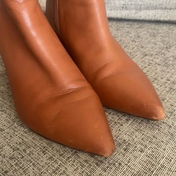J. CREW Sadie Tan Leather Zip Up Ankle Boots Size 9.5