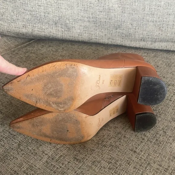 J. CREW Sadie Tan Leather Zip Up Ankle Boots Size 9.5