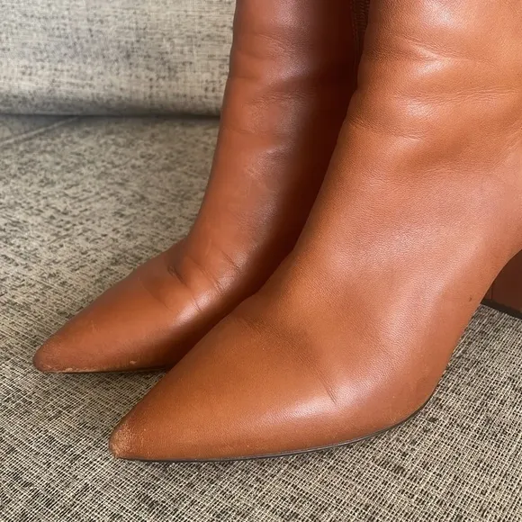J. CREW Sadie Tan Leather Zip Up Ankle Boots Size 9.5