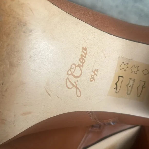 J. CREW Sadie Tan Leather Zip Up Ankle Boots Size 9.5
