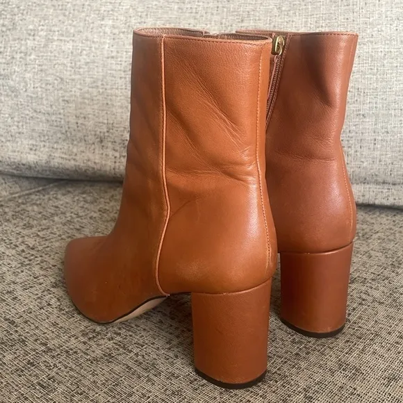 J. CREW Sadie Tan Leather Zip Up Ankle Boots Size 9.5