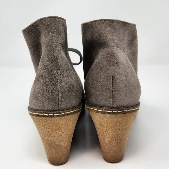 J Crew Womens Gray Suede Wedge Chukka Ankle Boots Size 8 Lace Up Booties