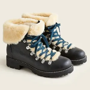 J crew womens nordic boots black leather size 7