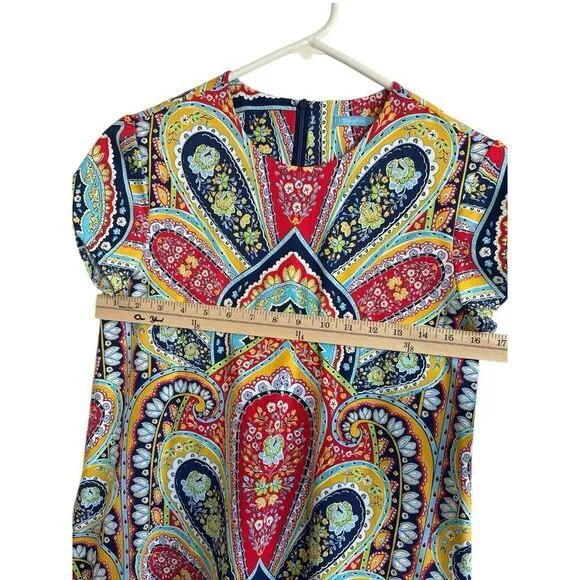 J. Mcglaughlin Catalina‎ Cloth Printed Paisley Shift Dress with pockets Size XS