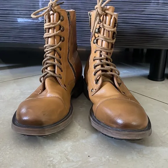 J75 Jump Cylinder Men's Leather Lace Up Motorcycle Boots Size 8