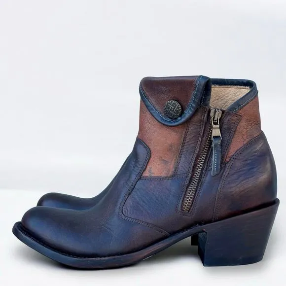 J.B. Dillon Women’s 7 Western Ankle Boots Cowgirl Cowboy Leather Paisley Brown