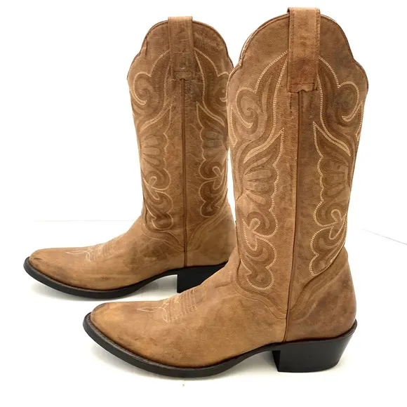 JB Dillon Women’s Tan Goat Leather Western Cowgirl Boots