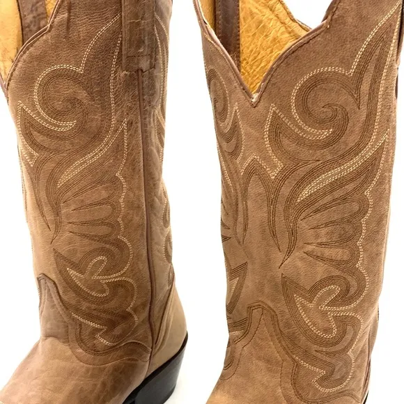 JB Dillon Women’s Tan Goat Leather Western Cowgirl Boots