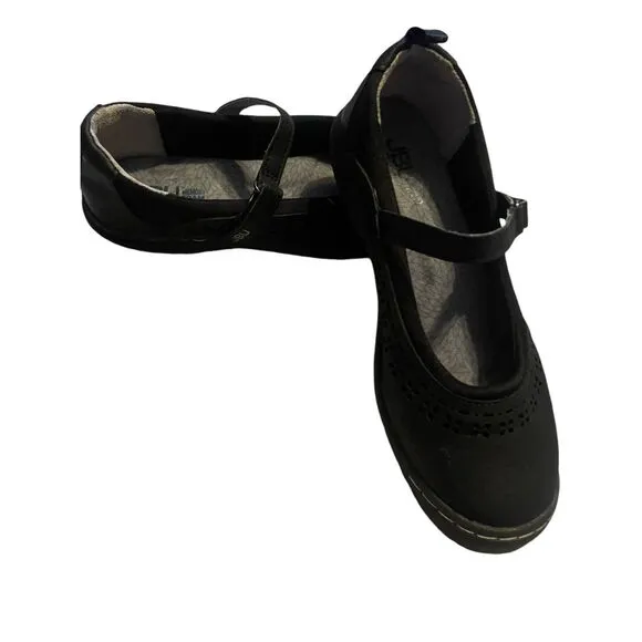 JBU by Jambu Womens Black Vegan Leather Perforated Mary Jane Shoes Size 7.5M