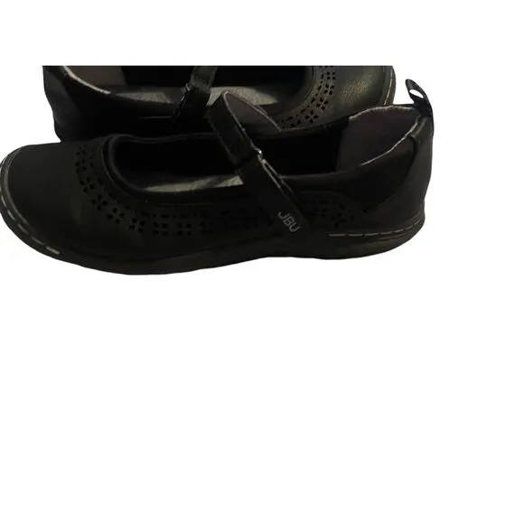 JBU by Jambu Womens Black Vegan Leather Perforated Mary Jane Shoes Size 7.5M