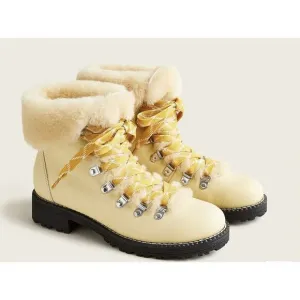 J.Crew $198 Women's Nordic Boots in Leather Soft Yellow Size 7M BD332