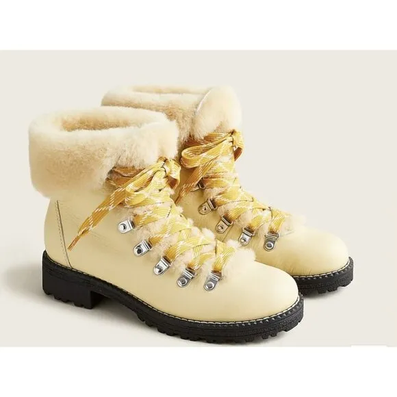 J.Crew $198 Women's Nordic Boots in Leather Soft Yellow Size 7M BD332