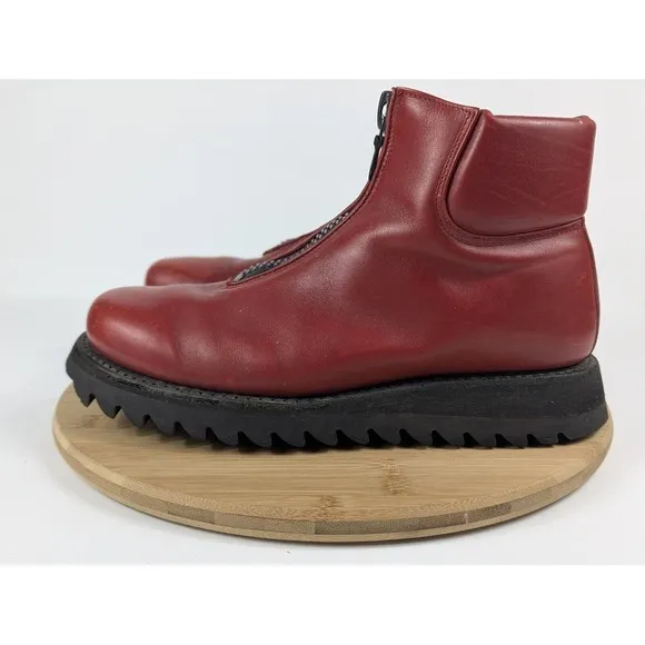Jean Baptiste Rautureau Size 9.5 Combat Biker Boots Vintage Red Leather Zip Mens