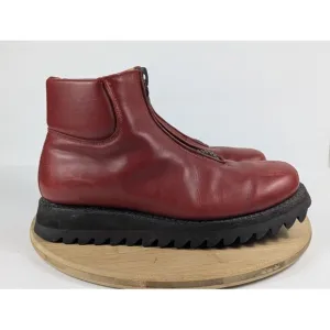Jean Baptiste Rautureau Size 9.5 Combat Biker Boots Vintage Red Leather Zip Mens