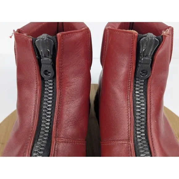 Jean Baptiste Rautureau Size 9.5 Combat Biker Boots Vintage Red Leather Zip Mens