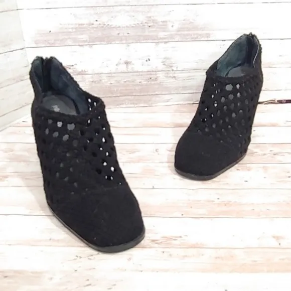 Jeffrey Campbell Aceline Black Woven Ankle Boots Heels Block Heel Size 10